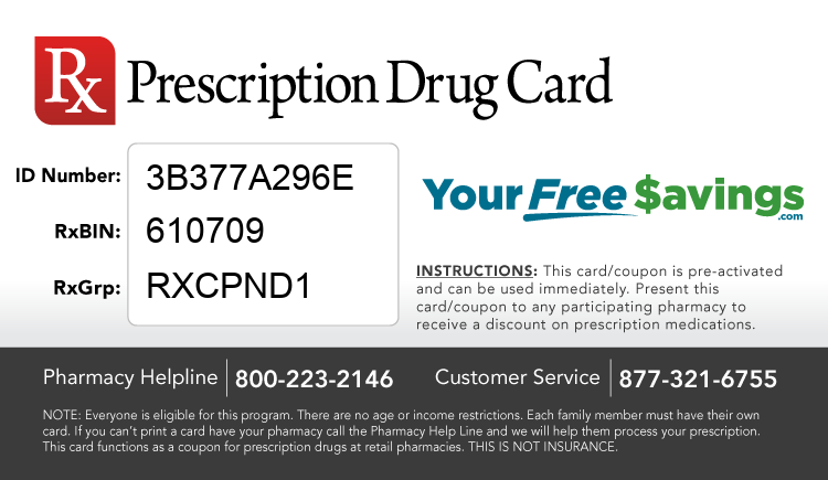 Discount Drug Card - This free Rx card is print ready (no application required)